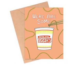 Spicy Noods Card, Adult Valentine's Day Card, Funny Pun Card, Card for Partner, Innuendo Card, Food Pun Valentine by Siyo Boutique