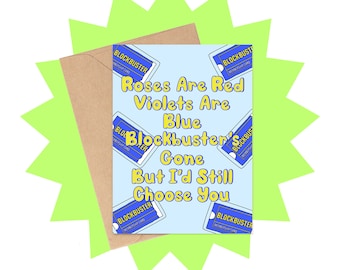 Funny Blockbuster Valentine's Day Card, 90s Nostalgia