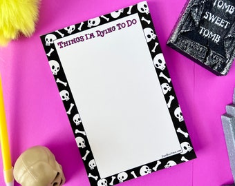 Skull To-Do List Notepad, Spooky Stationery