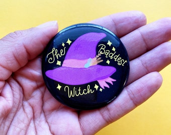 Botón con pin de la bruja más mala, insignia de Halloween de brujas
