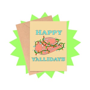 Happy Y'allidays Weihnachtskarte, lustige Weihnachtskarte, Weihnachtskarte, lustige Weihnachtskarte, Western Weihnachtskarte, Cowboy Weihnachtskarte, 2022 Weihnachtskarte