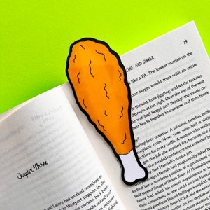 Drumstick Bookmark, Fried Chicken Bookmark, Jumbo Food Bookmark, Die Cut Bookmark, Food Bookmark, Chicken Bookmark, Funny Gift, Reader Gift