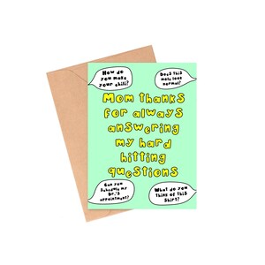 Tarjeta con preguntas contundentes, tarjeta divertida para el Día de la Madre, tarjeta para la madre, tarjeta para mamá, tarjeta para el Día de la Madre, tarjeta de cumpleaños para mamá, tarjeta para mamá