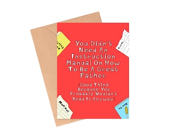 Funny Dad Instruction Manual Card, Father's Day Gift