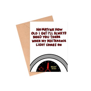 Maintenance Light Fear Card, Funny Fathers Day Card, Father's Day Card for Daughter, Older Child Father's Day Card, Mechanic Dad Card