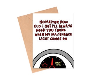 Maintenance Light Fear Card, Funny Fathers Day Card, Father's Day Card for Daughter, Older Child Father's Day Card, Mechanic Dad Card