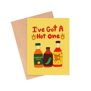 I Got A Hot One Valentinstag Karte, Essen Valentinstag Karte, Hot Sauce Valentinstag Karte, Food Lover Valentinstag, Foodie Karte von Siyo Boutique