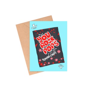 Tarjeta You Rock Pops, tarjeta del Día del Padre con juego de palabras, tarjeta del Día del Padre para Pop, tarjeta del abuelo con juego de palabras, tarjeta para abuelo, tarjeta del Día del Padre para abuelo