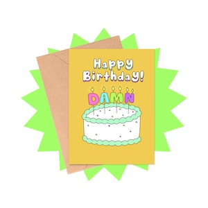 Tarjeta de cumpleaños con maldita tarta, tarjeta de cumpleaños divertida, tarjeta de cumpleaños para adultos, tarjeta divertida para un amigo, tarjeta de cumpleaños para una hermana, tarjeta de cumpleaños para el milenio