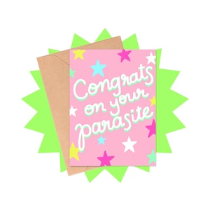 Parasit Baby Karte, Freund Baby Karte, Lustige Baby Karte, Herzlichen Glückwunsch zum neuen Baby, Sarkastische Baby Karte von Siyo Boutique