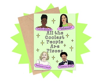 Pisces Celebrities Birthday Card, Astrology Zodiac Sign
