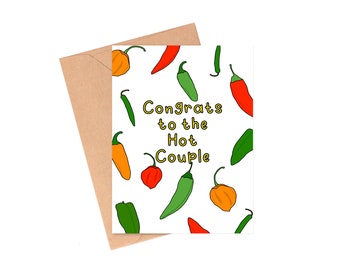Congrats to Hot Couple Card, Funny Wedding Card, Pun Wedding Card, Latinx Wedding Card, Wedding Pun Card, Couple Wedding Card, Spicy Card