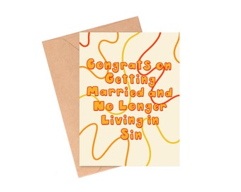 Congrats Sinners Wedding Card, Funny Wedding Card, Sarcastic Wedding Card, Funny Religious Wedding Card, Wedding Congratulations Card, 2022