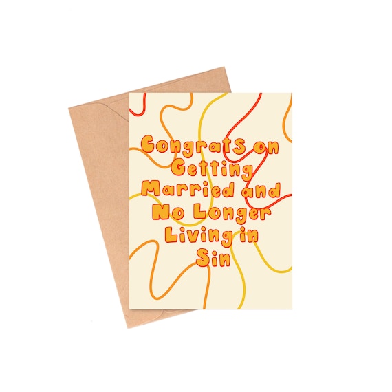 Congrats Sinners Wedding Card, Funny Sarcastic Card
