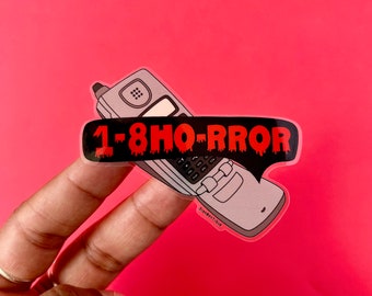 90s Horror Phone Clear Vinyl Sticker, Halloween