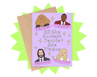 Virgo Celebrities Birthday Card, Astrology Zodiac Sign Card