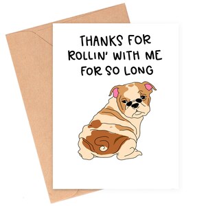 Biglietto Rollin' With Me, biglietto anniversario cane, biglietto d'amore carino, biglietto migliore amico, biglietto anniversario gioco di parole, biglietto di ringraziamento migliore amico di Siyo Boutique