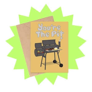 Tarjeta "Eres el Pit", Tarjeta "Maestro de la Parrilla", Tarjeta del Día del Padre con temática gastronómica, Tarjeta con temática de parrilla, Tarjeta del Día del Padre con comida, Tarjeta del Día del Tío Padre