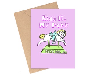 Ride It My Pony Pun Card, 90s R&B Valentine's Day Card