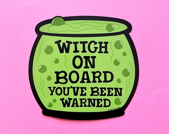 Witch on Board Magnetic Bumper Sticker, Witchy Bumper Sticker, Halloween Bumper Sticker, Mystical Magnetic Bumper Sticker, Witch Girl Gift