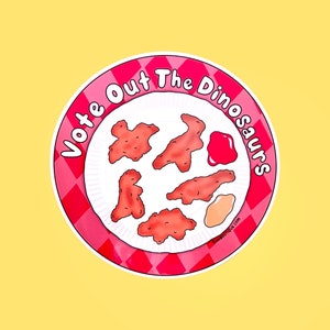 Vote Out the Dinosaurs Bumper Sticker, Food Inspired Bumper Sticker, Funny Political Bumper Sticker, Y2k Themed Bumper Sticker, Food Pun