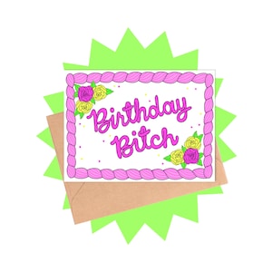 Birthday Bitch Cake Card, Geburtstagskarte für Erwachsene, Geburtstagskarte für Beste Freundin, Lustige Geburtstagskarte, Swear Geburtstagskarte, Lustige Schwester Karte