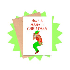Avoir une carte de Noël Mary J, carte de Noël R&B, carte de Noël musique, carte de jeu de mots de Noël, carte de Noël afro-américaine, Mary J. Blige