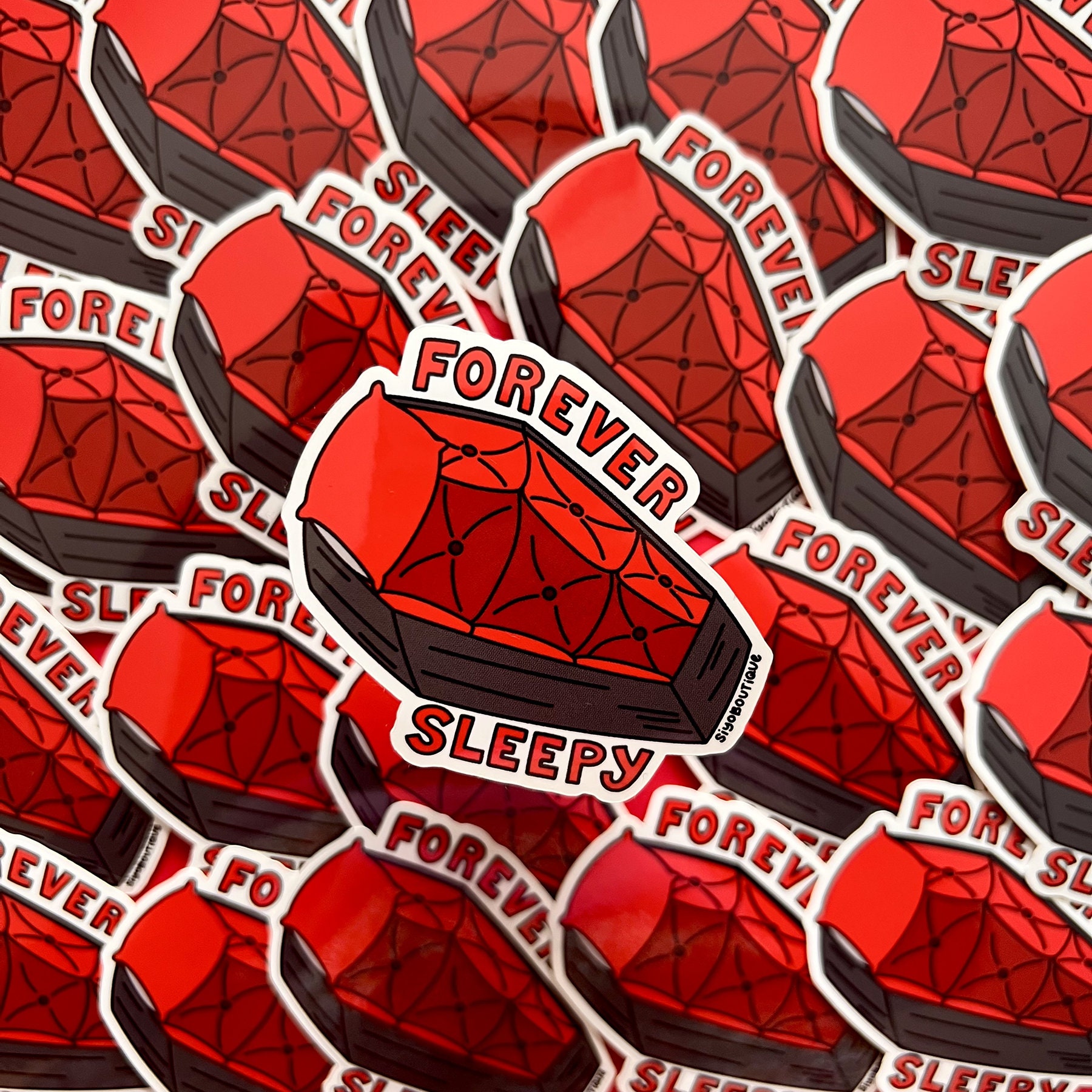 Coffing Sticker Forever Sleepy Coffin Sticker, Halloween Vinyl Sticker, Halloween ...