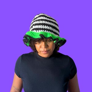 Sombrero de pescador de rayas en espiral, sombrero de pescador tejido a mano, sombrero de pescador a rayas, sombrero de pescador tejido a crochet, accesorio tejido a crochet, inspirado en películas