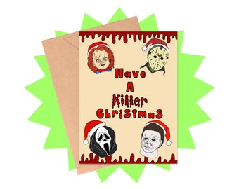 Horror Movie Christmas Card, Slasher Holiday Card