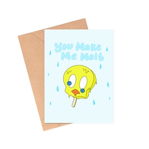 You Make Me Melt Valentines Card, Nostalgic Valentines Day Card, Ice Cream Valentines Card, Funny Valentines Day Card by Siyo Boutique