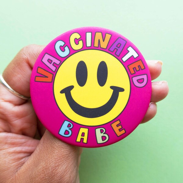 Vaccinated Babe Button, Vaccination Button, Covid Vaccination Pin, Funny Vaccination Pinback Button, Vaccinated Girl Button, Vaccinated Pin