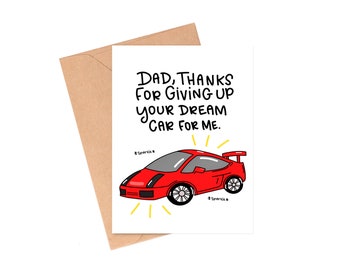 Funny Father's Day Card, Dream Car Apology, Dad Birthday Card