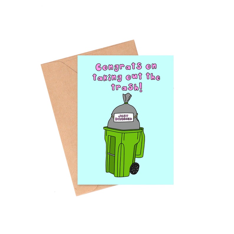 Funny Divorce Card, Taking Out The Trash, Congrats Card image 1