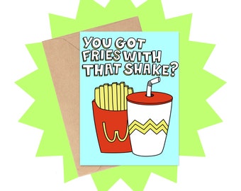 Fries With That Shake Valentine's Day Card, Food Valentines Day Card, Food Pun Valentine Card, Funny Love Card, 2024 Valentines Card
