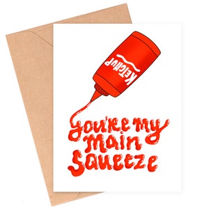 Carte principale à presser, carte de jeu de mots nourriture, jolie carte de Saint-Valentin par Siyo Boutique