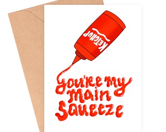 Main Squeeze Card, Food Pun Card, Cute Valentines Day Card by Siyo Boutique