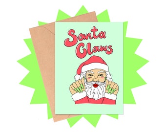 Biglietto di Natale con artigli di Babbo Natale, gioco di parole impertinente per le feste