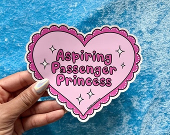 Passenger Princess Magnetic Bumper Sticker, Girly Pop Bumper Sticker, Funny Bumper Sticker, Funny Magnetic Bumper Sticker, Girl Car Sticker