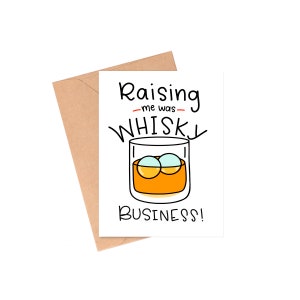 Tarjeta de presentación de whisky, tarjeta divertida para el día del padre, tarjeta con juego de palabras sobre alcohol, tarjeta divertida para papá, tarjeta para papá bebedor, tarjeta para el día del padre, tarjeta divertida para el día del papá