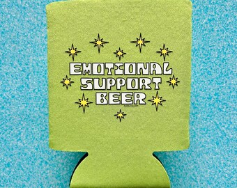 Emotional Support Beer Sleeve, Funny Beer Sleeve, Funny Can Cooler, Beer Can Holder, Funny Beer Bottle Sleeve, Funny Groomsmen Gift, Sleeve