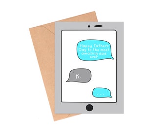 Tarjeta divertida del Día del Padre, tarjeta de respuesta de texto para papá