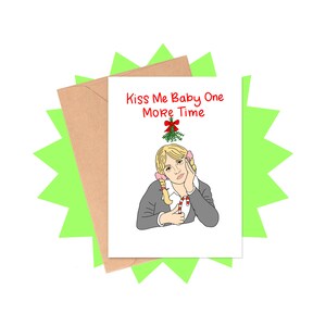 Kiss Me Baby One More Time Card, Britney Spears-kerstkaart, kerstkaart jaren 90, kerstkaart jaren 2000, millennialkaart, popcultuurkaart