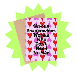 Strong Independent Woman Card, Galentine's Day Card, Strong Woman Card, beste vriend Galentine's Day, grappige Galentine's Day Card, Bff Card