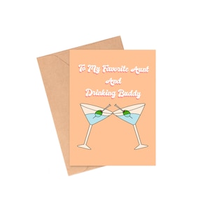 Tante Drinking Buddy Karte, Tante Muttertagskarte, Muttertagskarte Karte für Tante, lustige Muttertagskarte, Karte für Tante, Tante Geburtstagskarte