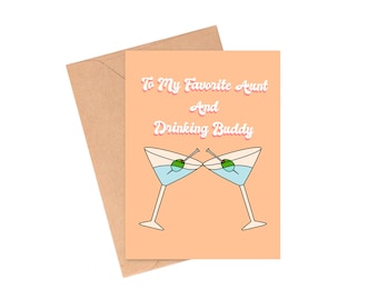 Aunt Drinking Buddy Card, Aunt Mothers Day Card, Mother's Day Card Card for Aunt, Funny Mothers Day Card, Card for Aunt, Aunt Birthday Card