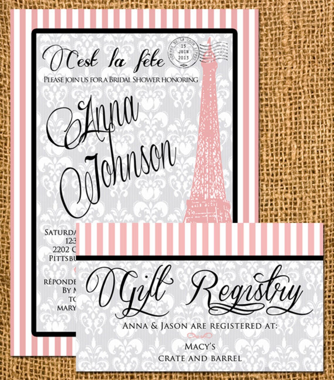 Parisian Themed Eiffel Tower Bridal Shower Invitation Suite Etsy