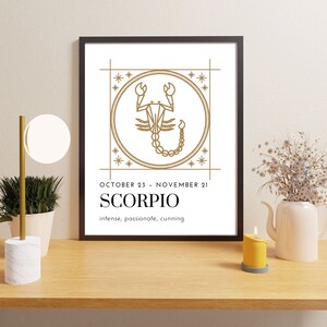 Schorpioen Zodiac Star Sign afdrukbare Wall Art--digitale download
