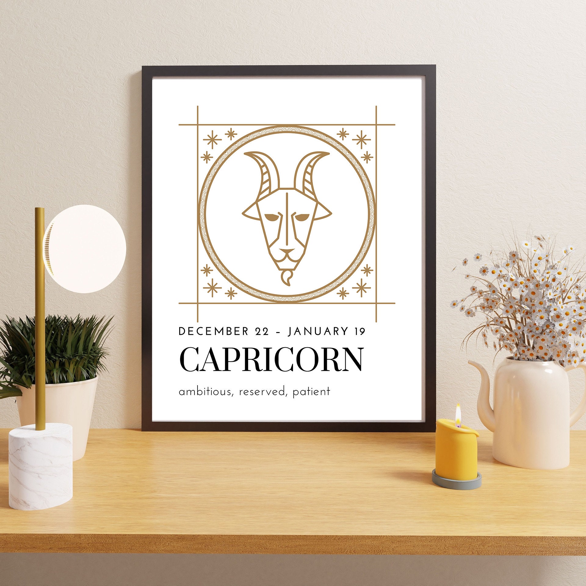 Capricorn Zodiac Star Sign Printable Wall Art -- Digital Download