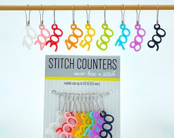 Stitch and Row counters, stitch markers with numbers for knit and crochet